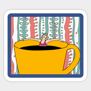 Coffee Cup Bathing Drinking Crazy Sticker